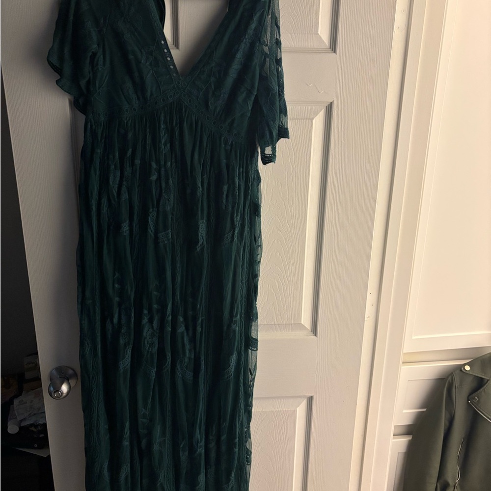 Pregnancy dark green Maxi Dress